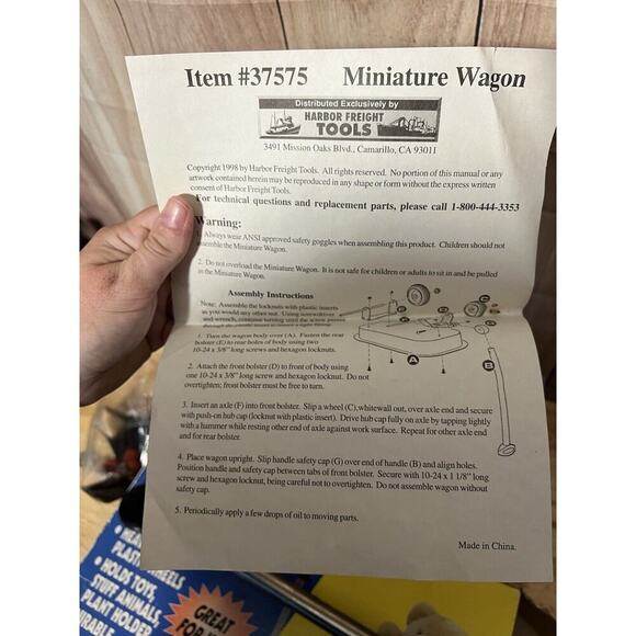 Harbor Freight Tools Miniature Wagon #37575 Vintage Assembly Required - Picture 8 of 9